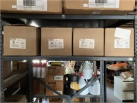 Shelf with 4 Boxes of Preformed Stainless Hose