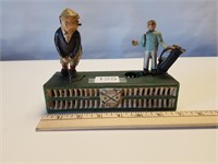 Vintage Cast Iron Mechanical Golfer Coin Bank