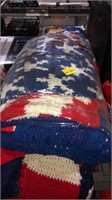 3x knitted patriotic throw blankets