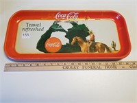 Vtg Coca Cola Metal Tray Cowboy 19" x 8.5"