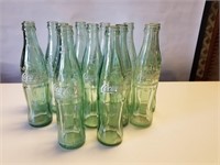 13 Coca Cola Bottles 16 Oz Texas Green Glass