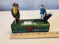 Vintage Cast Iron Mechanical Golfer Coin Bank