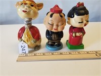 3 Vintage Bobble Heads, 2 of them are also banks