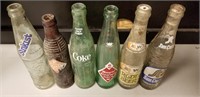 Lot of 6 vintage soda bottles