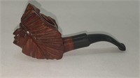 Vtg BRIAR Carved Indian Head Wood Tobacco Pipe