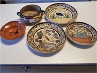 Vintage Pottery from Mexico Plates Bowls
