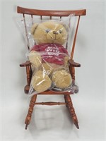 Teddy Bear in Doll Red Wooded Rocking Chair