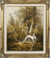 HUNTING DOG IN THE WILD ORIGINAL OIL PAINTING