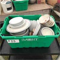 One Green Bin Of Assorted Dishes