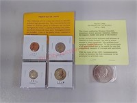 Prooof Set of Coins and Churchill Crown