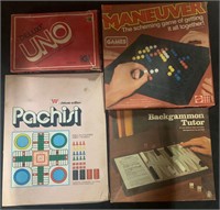 4 Board Games (Uno/Backgammon/Maneuver/Pachisi)
