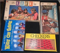 4 Board Games (Checkers/Hangman/KidsonStage/LIFE)