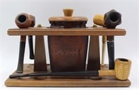 Vintage Duraglass Humidor & Smoking Pipe Set