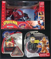 3 assorted toys (Spider-man/Bakugan)