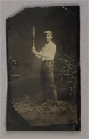19th Century Baseball Player Tin Type Photo