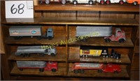 (6) Vintage Semi Trucks w/ Wooden Shelf