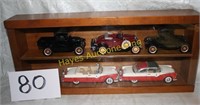 (5) Antique Cars w/ Wooden Display Case