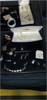 Tie pin, earrings , lighter and necklace and 14k