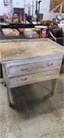 Primitive white table with two drawers