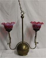 Gas lamp converted to electric hanging lamp,