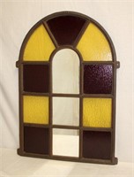Wrought iron frame stained glass window with