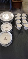 Platew, saucers, bowls and cups lighthouse set