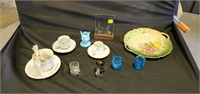 Floral plate and assorted glassware