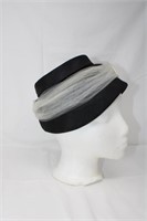 Black vintage hat with band of lace