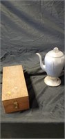 Coffee pot and wooden box