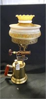 Brass torch lamp with shade