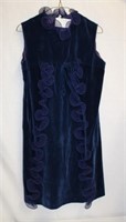 Vintage blue velvet dress Lanc-ette by Eegant Jrs,