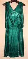 Vintage Joseph Ribkoff lined green velvet dress,