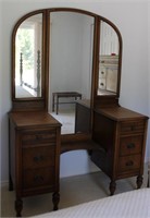 Circa 1920 6 drawer vanity with swing mirrors