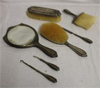 Sterling vanity set, 7 pieces