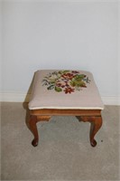 Needle point top foot stool, 15 X 15 X 13"H