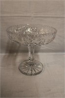 Pinwheel crystal pedestal bowl 8"H