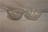 2 Cut crystal bowls sawtooth edge, 9 X 4", 8 X 4"H