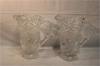2 Crystal pitchers 9"H