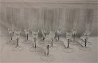 12 Crystal fluted champagne 8"  with ribbons of