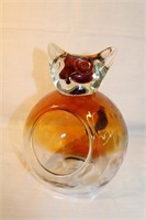 Murano glass cat w/applied tail 7.5 X 8.5"H