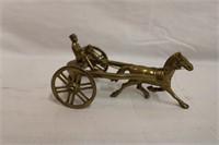 Brass race horse and driver 7 X 3"H