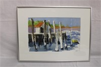 Framed water colour signed Lou Charton,