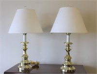 Pair of brass base lamps 28"H