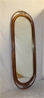 Oval mirror with bamboo frame 16.5 X 46"H