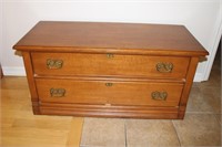 Oak 2 drawer chest 45 X 19.25 X 21.5"H