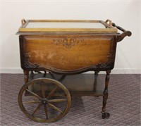 Tea wagon butler tray top on casters
