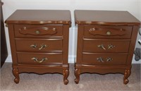 Pair of 3 drawer bedside tables 20 X 14.25 X 24"H
