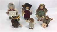 6 Lizzie High Wooden Christmas Themed Dolls +