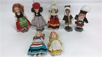 7 Vintage Plastic International Dolls