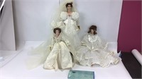 3 Vintage Porcelain Bride Dolls